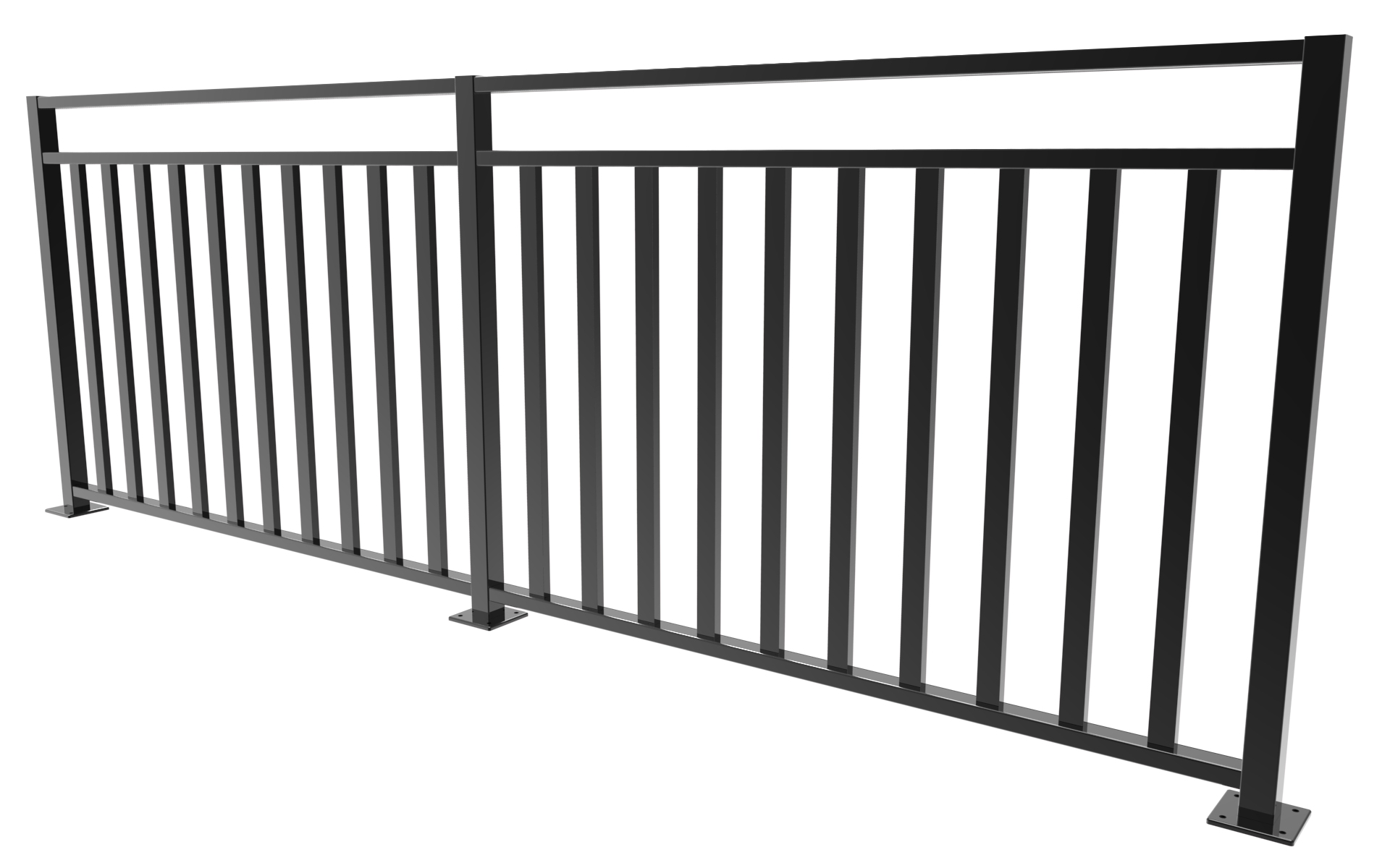 räcke med stående ribbor, underhållsfritt